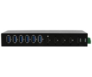 EX-12290HMS Metal HUB 10 Ports USB 3.2 Gen 2x1 with 4X USB-C Ports and 6X USB-A 3.2 Gen 1 Ports, for Table, Wall and DIN Rail Mount