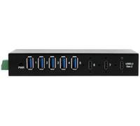 EX-12297HMS 7 Port USB 3.2 Gen 2x1 Metal Hub with 2 x USB-C Ports and 5 x USB-A 3.2 Gen 1 Ports, for Table Mounting, Wall or DIN Rail, 12V/5A Power Supply Included