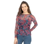 Ex Coast Womens Tops Elegant Mesh Blouse Long Sleeve Smart Casual Versatile Going Out Outfits (UK, Numeric, 12, Regular, Regular, Navy)