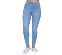Ex Famous Store Pull On High Waisted Stretchy Skinny Jeggings for Ladies UK 6-22, Light Blue Denim Jeans