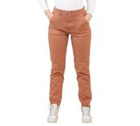 EX M&S Womens Cotton Blend Slim Fit Ankle Grazer Marks and Spencer Self Cuffed Elasticated Wasit Chino Trousers Pants Waist Size Brick Red 10 Short