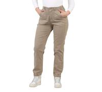 EX M&S Womens Cotton Blend Slim Fit Ankle Grazer Marks and Spencer Self Cuffed Elasticated Wasit Chino Trousers Pants Waist Size Sand 14 Long