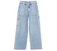 EX M&S Womens Relaxed High Waisted Carpenter Wide Leg Jeans Marks and Spencer Ladies Denim Pants Light Blue 16 Short