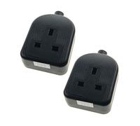 Ex-Pro 1 Gang High Impact Trailing Extension Socket, without Plug and Cable, 13A, Black - 2 Pack
