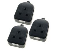 Ex-Pro 1 Gang High Impact Trailing Extension Socket, without Plug and Cable, 13A, Black - 3 Pack