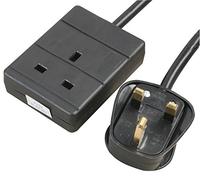 Ex-Pro 1 Gang Way 2m Metre 13A Mains Power Extension Socket Lead Cable Black