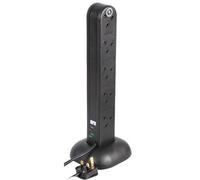 Ex-Pro 10 Gang Surge Protected Extension Tower, 2M Mains Power Lead, Black