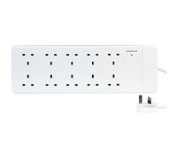 Ex-Pro 10 Gang Way 1m Metre 13A Mains Power Extension Socket Lead Cable White