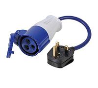 Ex-Pro 13A Plug to 16A Socket Mains Electric Hook Up Adaptor Converter Lead for Camping/Motor Home/Caravan, Blue