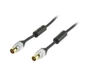 Ex-Pro 2.5m Ultra Pro 100Hz Professional Metal End Gold Coax Screened EMI Suppressor - TV RF Ariel connection Cable Lead - P-S/Plug to Socket/Male to Female