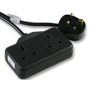 Ex-Pro 2 Gang Way 10m Metre 13A Mains Power Garden/Outdoors Extension Socket Lead Cable Black Rubber