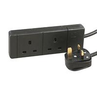 Ex-Pro 2 Gang Way 15m Metre 13A Mains Power Extension Socket Lead Cable Black