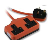 Ex-Pro 2 Gang Way 15m Metre 13A Mains Power Garden/Outdoors Extension Socket Lead Cable Orange Rubber
