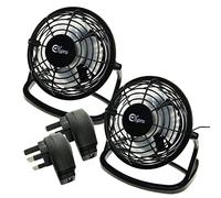 Ex-Pro 2 PACK Mini 4 Inch Ultra Quiet Desktop Cooling USB Fan with USB Mains Power, with Tilting Design, Perfect for Home and Office Use, Simple Plug and Play - Black