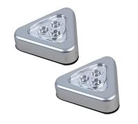 Ex-Pro 2 Pack Triangle LED Light Battery Powered Wireless Night Stick Tap Push Lamp for Wardrobe, Closet, Under Cabinet, Kitchen, Stairs