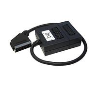 Ex-Pro 2 Way Scart Splitter Box, Non-Switched, 0.5m Lead Cable Adapter for TV, DVD, VHS, Xbox, Freeview, and Games Consoles