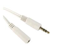 Ex-Pro 3.5mm Aux Audio Extension Lead Cable Male to Female Stereo Headphone Jack, with Gold Plated Connectors - White, 1m