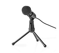 Ex-Pro 3.5mm Microphone, Wired Condenser Mic with On/Off Button and Adjustable Tripod Stand, Plug and Play, for Voice Call Podcast Streaming PC Laptop Desktop Computer