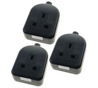 Ex-Pro 1 Gang High Impact Trailing Extension Socket, without Plug and Cable, 13A, Black - 3 Pack