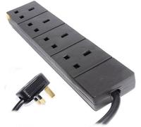 Ex-Pro 4 Gang Mains Power Extension Lead, 0.5M, Black