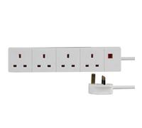Ex-Pro 4 Gang Mains Power Extension Lead With Neon Indicator, 2M, White
