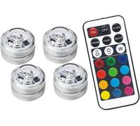 Ex-Pro 4 X Wireless Led Colour Changing Lights With 3 Rgb Leds & Remote Control, Battery Powered