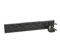 Ex-Pro 6 Gang Way 2m Metre 13A Mains Power Extension Socket Lead Cable Switch Black