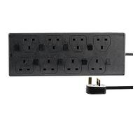 Ex-Pro 8 Gang Way 1m Metre 13A Mains Individually Switched Power Extension Socket Lead Cable Black