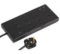 Ex-Pro 8 Gang Way 2m Metre 13A Mains Power Extension Socket Lead Cable Black