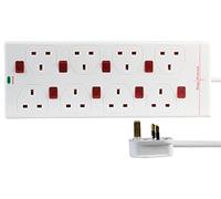 Ex-Pro 8 Gang Way Surge Protected Switched Extension Lead, 5m, White