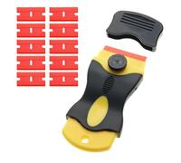Ex-Pro Ceramic Hob Scraper with 10 x Plastic Blades, Safe to Glass, Removes Labels Stickers & Decals, for Oven Window Windshields Shower Door
