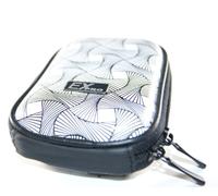 Ex-Pro® Expression Collection - Spiral Black & White - Hard Clam Shock proof Digital Camera Case Bag CR5024D for Olympus / mjµ / Stylus / mju / µ- / FE-26, FE-45, FE-150, FE-150, FE-170, FE-180, FE-190, FE-20, FE-200, FE-210, FE-230, FE-240, FE-250, FE-270, FE-280, FE-290, FE-300, FE-310, FE-340, FE-350, FE-360, FE-370, FE-40, FE-3010, FE-4000, FE-4030, FE-4040, FE-4050, FE-5020, FE-5030, FE-50
