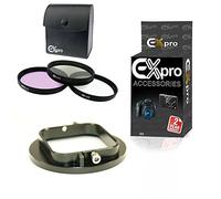 Ex-Pro Filter holder adapter to 52mm standard lens with UV, CPL & FLD Lens Kit, CPL & FLD Lens Kit - CNC Anodised Aluminium Compatible with/Replacement for GoPro- Black