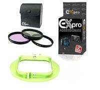 Ex-Pro® Filter holder adapter to 52mm standard lens with UV, CPL & FLD Lens Kit Lens - CNC Anodised Aluminium - Green Compatible with/for GoPro Hero 3, 3+, 4