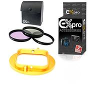 Ex-Pro® Filter holder adapter to 52mm standard lens with UV, CPL & FLD Lens Kit Lens - CNC Anodised Aluminium - Gold Compatible with/for GoPro Hero 3, 3+, 4