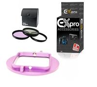 Ex-Pro® Filter holder adapter to 52mm standard lens with UV, CPL & FLD Lens Kit Lens - CNC Anodised Aluminium - Purple Compatible with/for GoPro Hero 3, 3+, 4