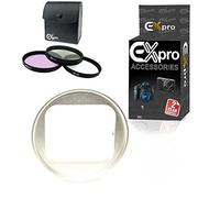 Ex-Pro® Filter holder adapter to 52mm standard lens with UV, CPL & FLD Lens Kit Lens - CNC Anodised Aluminium - Silver Compatible with/for GoPro Hero 3, 3+, 4