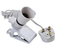 Ex-Pro Flexible Clip On Light Portable Reading Lamp Bulb Holder Switch 2 Meter Cable 60W Max - White