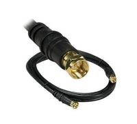 Ex-Pro Gold Black Coax F Plug to F plug satellite F-Type Connection Cable Lead - Gold Standard for optimmum connection - 3m