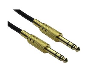 Ex-Pro Guitar Lead, Gold 15m, 6.35mm 1/4" Male to Male TRS Stereo Jack