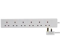 Ex-Pro Mains Power Extension Lead, 6 Gang, 2M, White