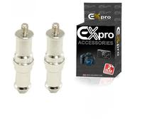 Ex-Pro Metal Spigot with 1/4'' & 3/8'' Double male thread Screw for Studio Photography [2 Pack]