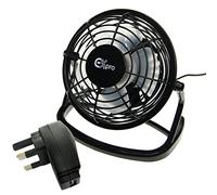 Ex-Pro Mini 4 Inch Ultra Quiet Desktop Cooling USB Fan with USB Mains Power, with Tilting Design, Perfect for Home and Office Use, Simple Plug and Play - Black