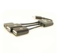 Ex-Pro OTG Host Dual Port & Power Pass through - Micro USB Type B Male to 2x USB Type A Male & 1x Micro USB Type B Female