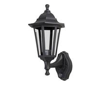 Ex-Pro Outdoor Security Wall Light Lantern With Pir Motion Sensor, Ip44 Rated, E27 Led Gls Fitting, Black