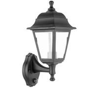Ex-Pro Outdoor Wall Light Lantern With Dust To Dawn Sensor, Led E27 11W, Ip44 Rated, 27X14Cm, Black