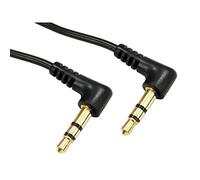 Ex-Pro Right Angle 90 Degree 3.5mm Aux Audio Lead Cable Male to Male Stereo Headphone Mini Jack, with Gold Plated Connectors - Black, 2m