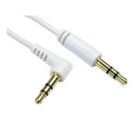 Ex-Pro Right Angle 90 Degree to Straight 3.5mm Aux Audio Lead Cable Male to Male Stereo Headphone Mini Jack, with Gold Plated Connectors - White, 10m