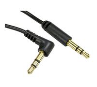 Ex-Pro Right Angle 90 Degree to Straight 3.5mm Aux Audio Lead Cable Male to Male Stereo Headphone Mini Jack, with Gold Plated Connectors - Black, 10m