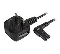 Ex-Pro® Right Angled IEC C7 to Figure 8 Fig8 Cable Lead to 3 Pin UK Mains Plug Lead - 5m Black